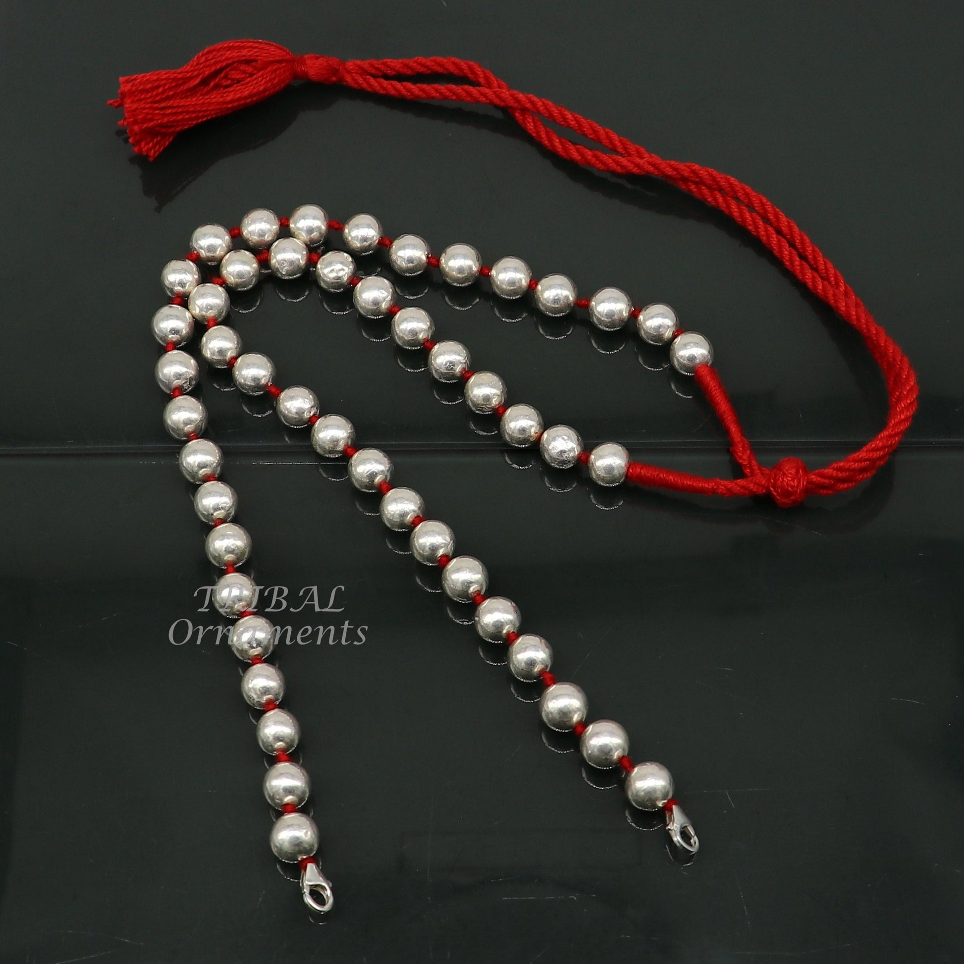 925 sterling silver handmade round shape beaded adjustable string for pendant or Mangalsutra, best customized ethnic jewelry ideas  set561 - TRIBAL ORNAMENTS