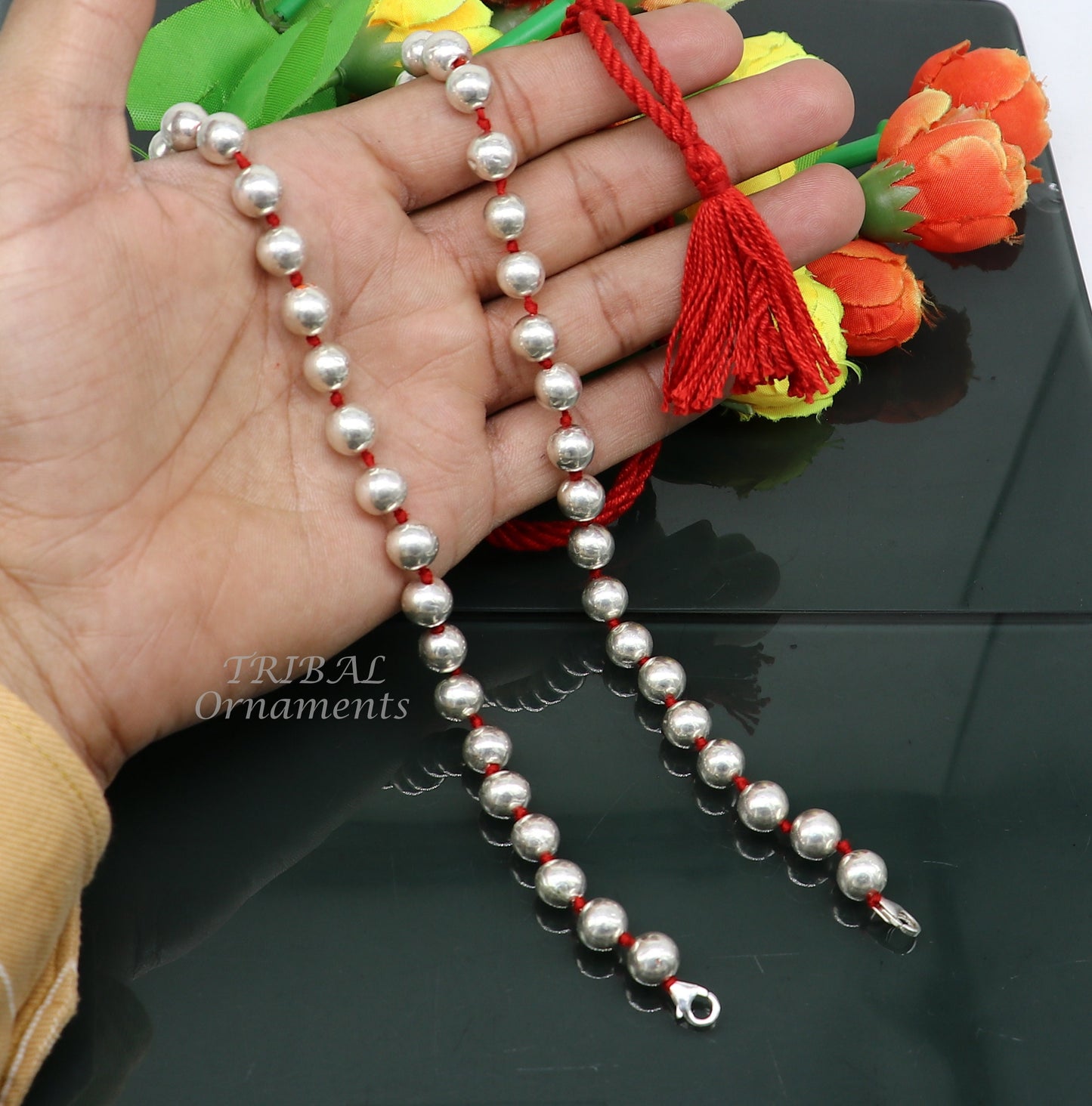 925 sterling silver handmade round shape beaded adjustable string for pendant or Mangalsutra, best customized ethnic jewelry ideas  set561 - TRIBAL ORNAMENTS