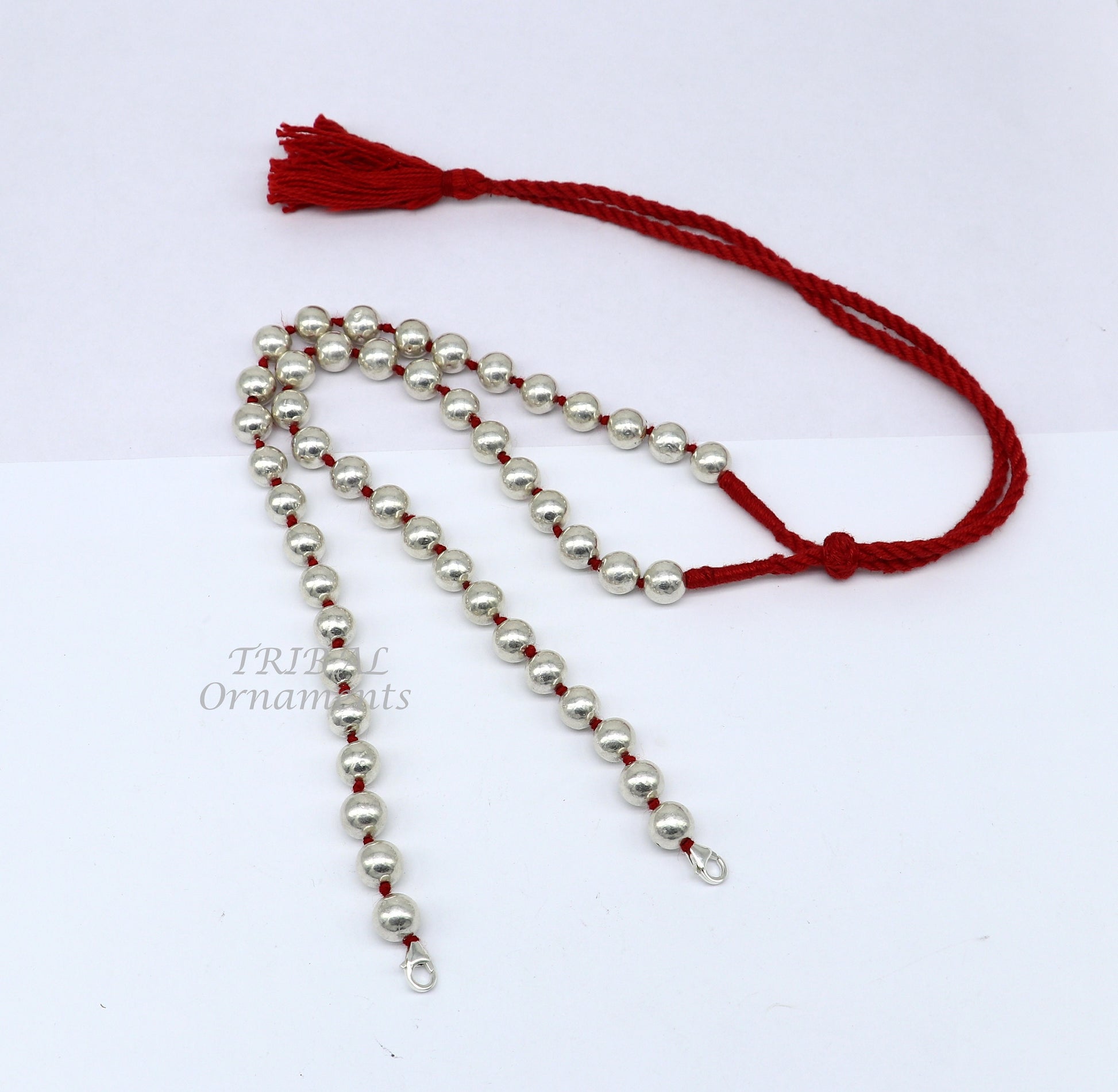 925 sterling silver handmade round shape beaded adjustable string for pendant or Mangalsutra, best customized ethnic jewelry ideas  set561 - TRIBAL ORNAMENTS