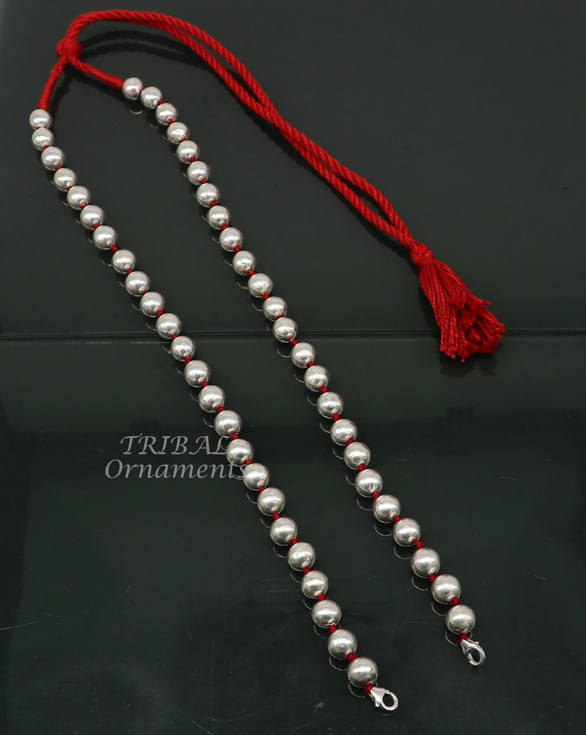 925 sterling silver handmade round shape beaded adjustable string for pendant or Mangalsutra, best customized ethnic jewelry ideas  set561 - TRIBAL ORNAMENTS