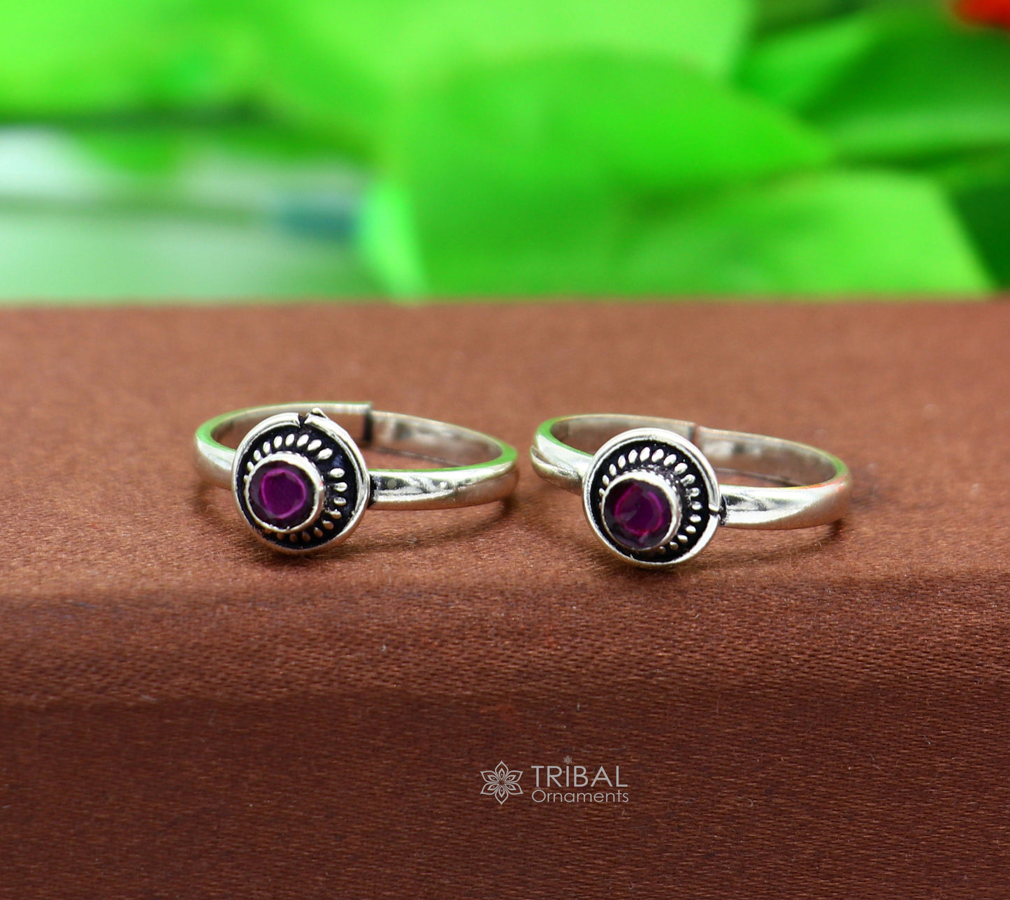 925 sterling silver handmade round shape tiny red stone toe ring band tribal belly cultural ethnic jewelry from India ntr98 - TRIBAL ORNAMENTS