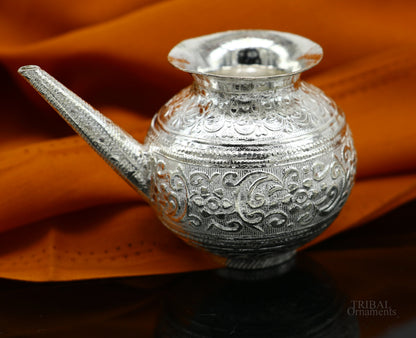 Solid sterling silver handmade SHiva Kalash jalabhishek pot unique silver puja article, water or milk shiva Abhishek kalash pot su610 - TRIBAL ORNAMENTS