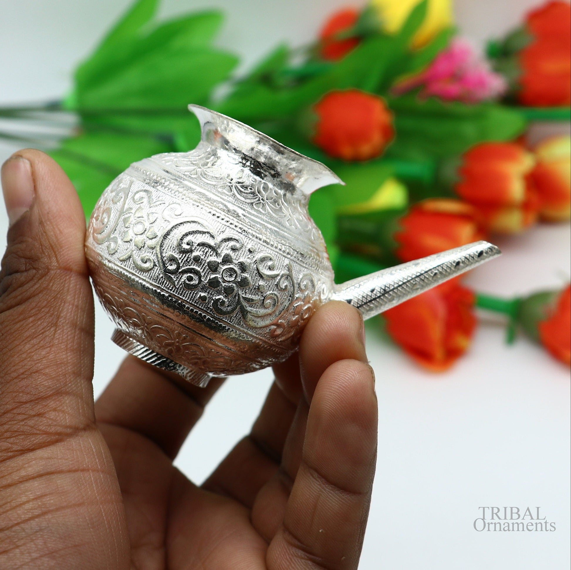 Solid sterling silver handmade SHiva Kalash jalabhishek pot unique silver puja article, water or milk shiva Abhishek kalash pot su610 - TRIBAL ORNAMENTS