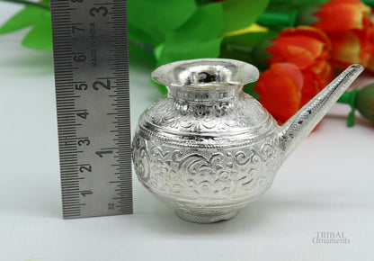 Solid sterling silver handmade SHiva Kalash jalabhishek pot unique silver puja article, water or milk shiva Abhishek kalash pot su610 - TRIBAL ORNAMENTS