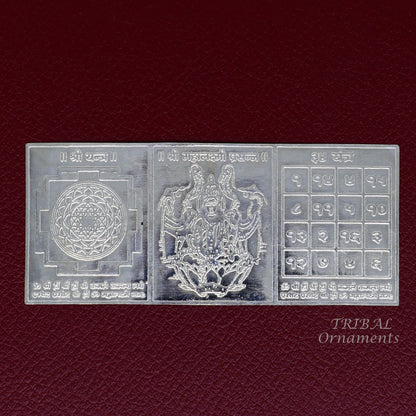 925 sterling silver handmade Shree Mahalakshmi prasanna frame, a divine article for wealth and prosperity during Diwali puja.