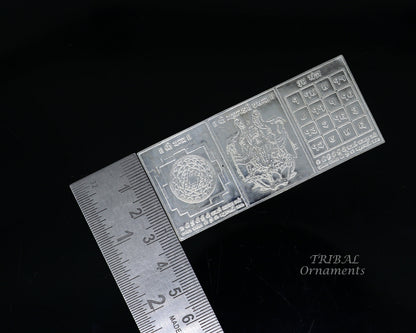 Sterling silver handmade Shree Mahalakshmi prasanna frame, a divine art piece for wealth and prosperity, for Diwali puja.