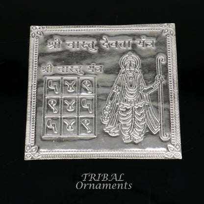 925 sterling silver Shree Vastu Yantra from TRIBAL ORNAMENTS, handcrafted Vastu Yantra for home puja in India