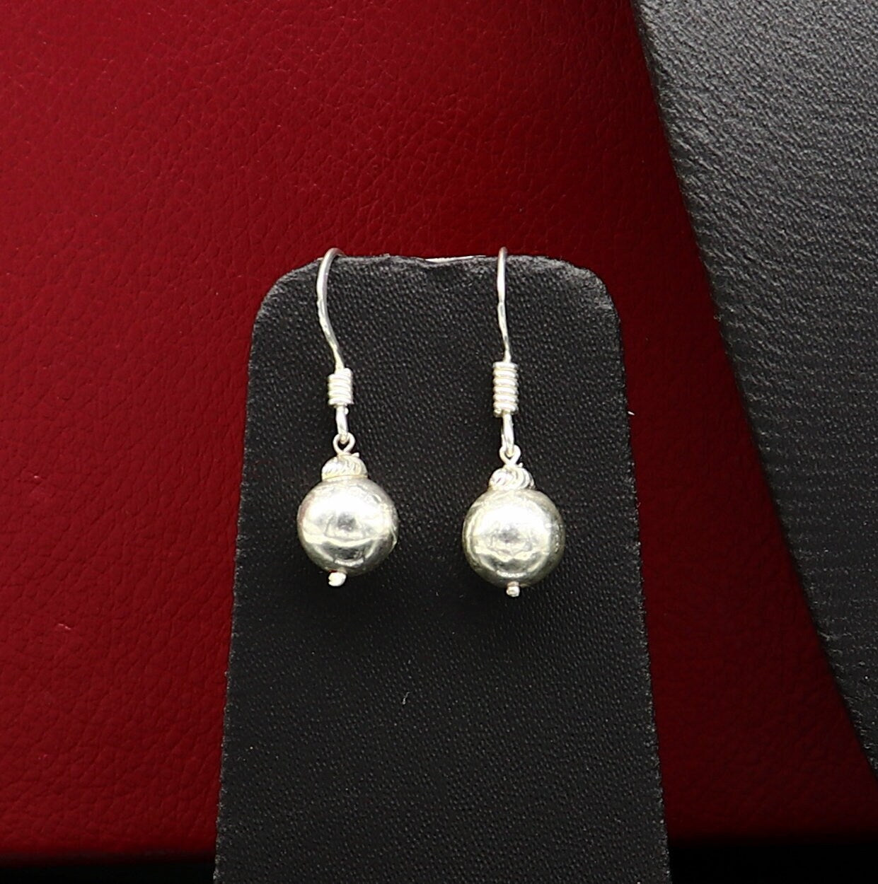 925 sterling silver handmade single ball hoops earring, stunning drop dangling earring amazing customized bridesmaid earring s914 - TRIBAL ORNAMENTS