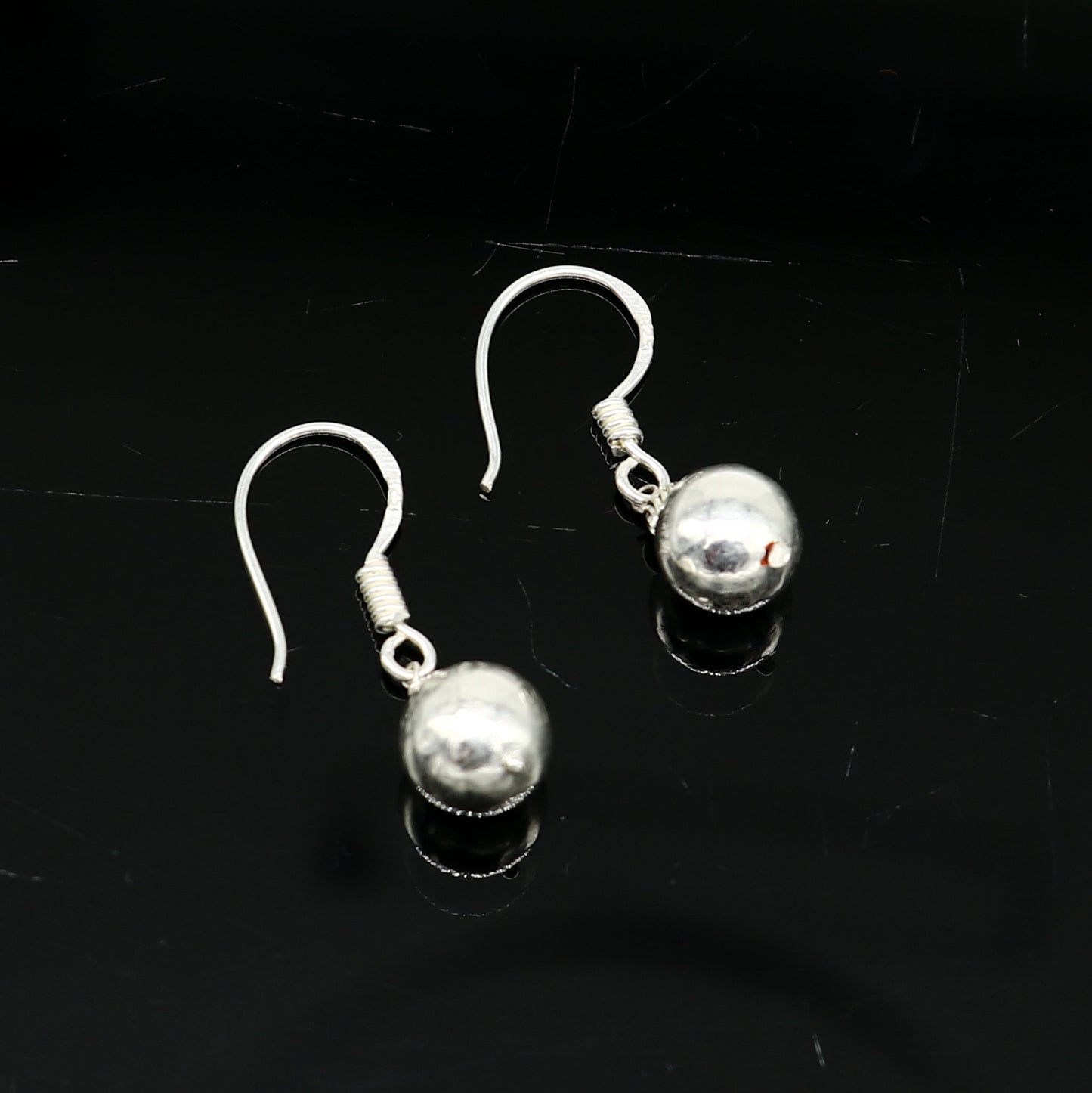 925 sterling silver handmade single ball hoops earring, stunning drop dangling earring amazing customized bridesmaid earring s914 - TRIBAL ORNAMENTS