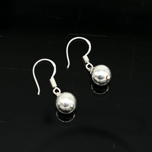 925 sterling silver handmade single ball hoops earring, stunning drop dangling earring amazing customized bridesmaid earring s914 - TRIBAL ORNAMENTS