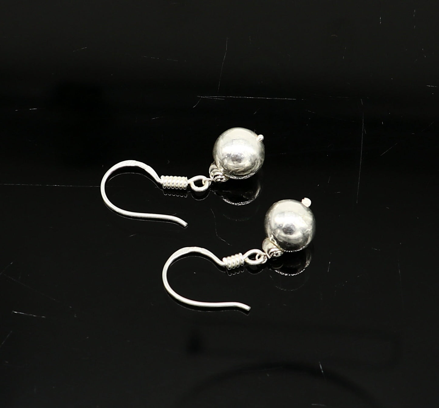 925 sterling silver handmade single ball hoops earring, stunning drop dangling earring amazing customized bridesmaid earring s914 - TRIBAL ORNAMENTS