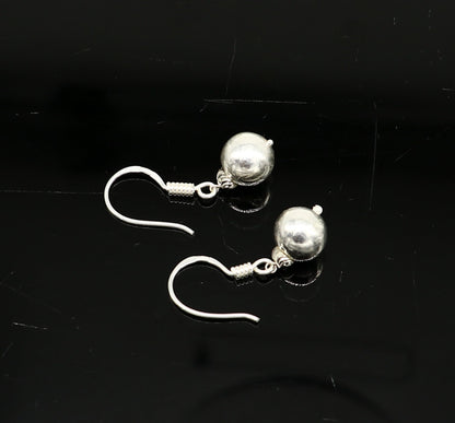 925 sterling silver handmade single ball hoops earring, stunning drop dangling earring amazing customized bridesmaid earring s914 - TRIBAL ORNAMENTS