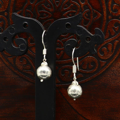 925 sterling silver handmade single ball hoops earring, stunning drop dangling earring amazing customized bridesmaid earring s914 - TRIBAL ORNAMENTS