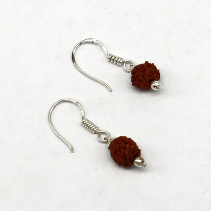 925 sterling silver handmade Rudraksha ball hoops earring with drop design, perfect for bridesmaids and special occasions.