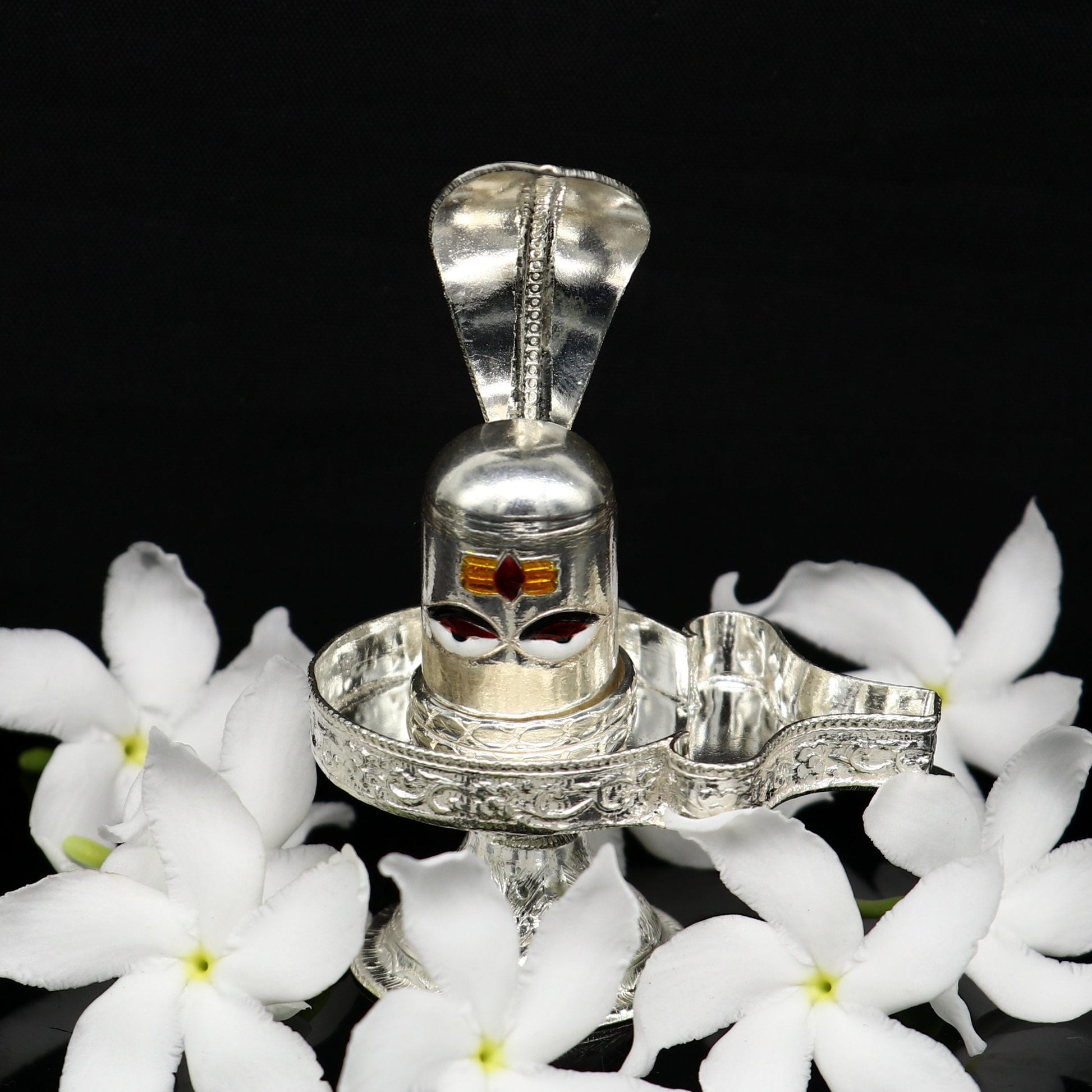 925 sterling silver handmade small Lord shiva-Linga Stand, silver utensil, silver puja temple art, shiva lingam stand with serpent art35 - TRIBAL ORNAMENTS