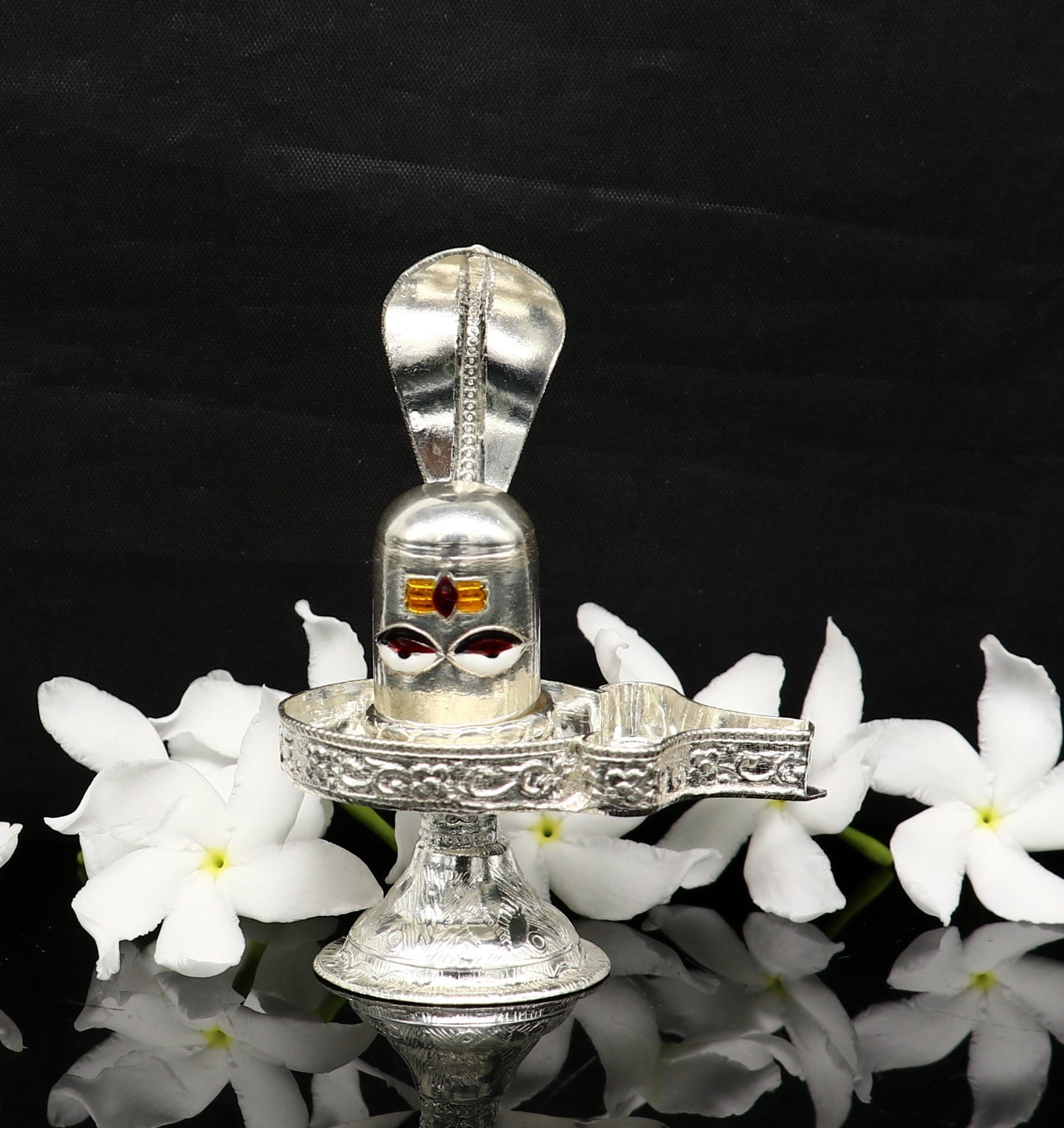925 sterling silver handmade small Lord shiva-Linga Stand, silver utensil, silver puja temple art, shiva lingam stand with serpent art36 - TRIBAL ORNAMENTS