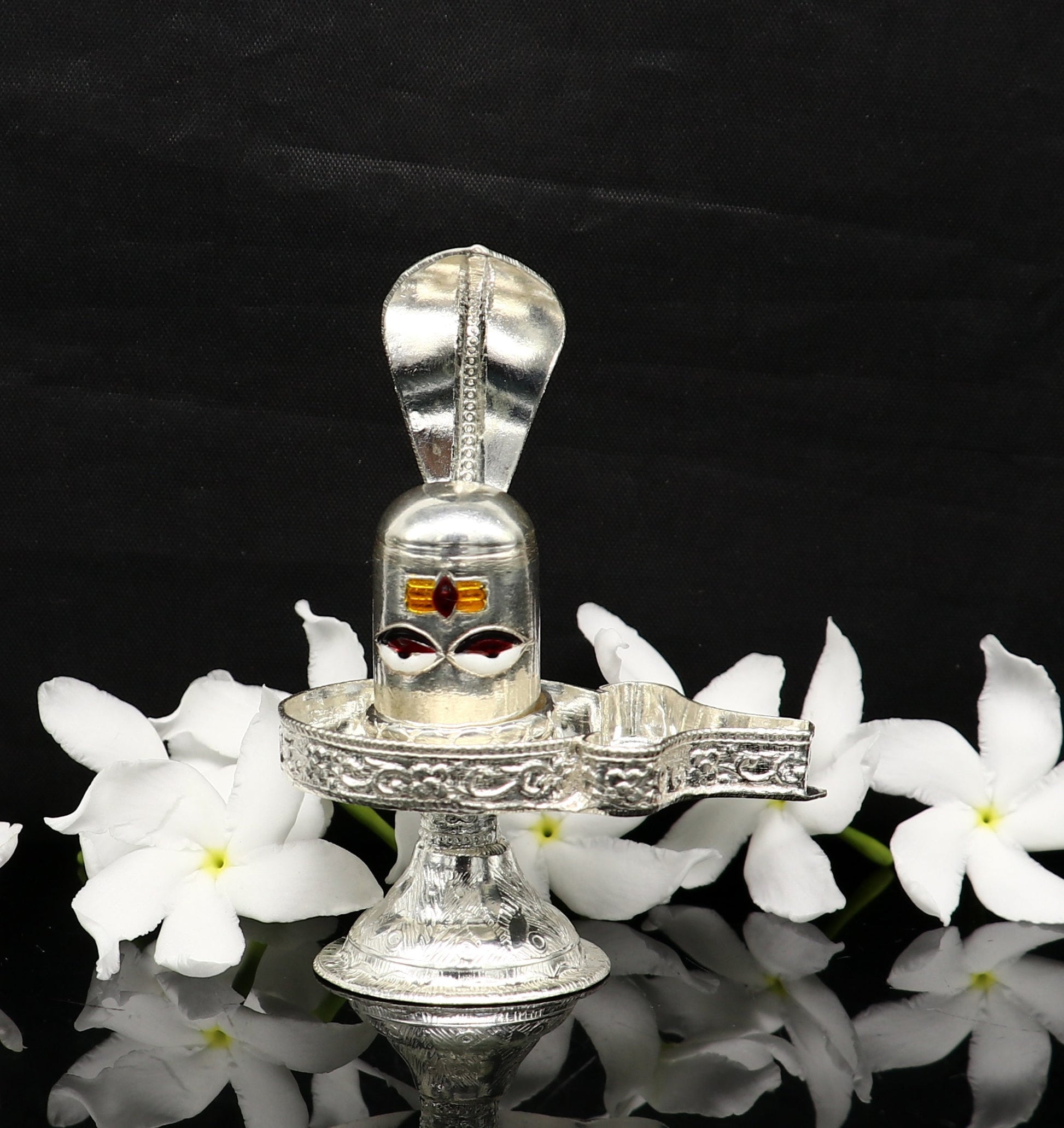 925 sterling silver handmade small Lord shiva-Linga Stand, silver utensil, silver puja temple art, shiva lingam stand with serpent art36 - TRIBAL ORNAMENTS