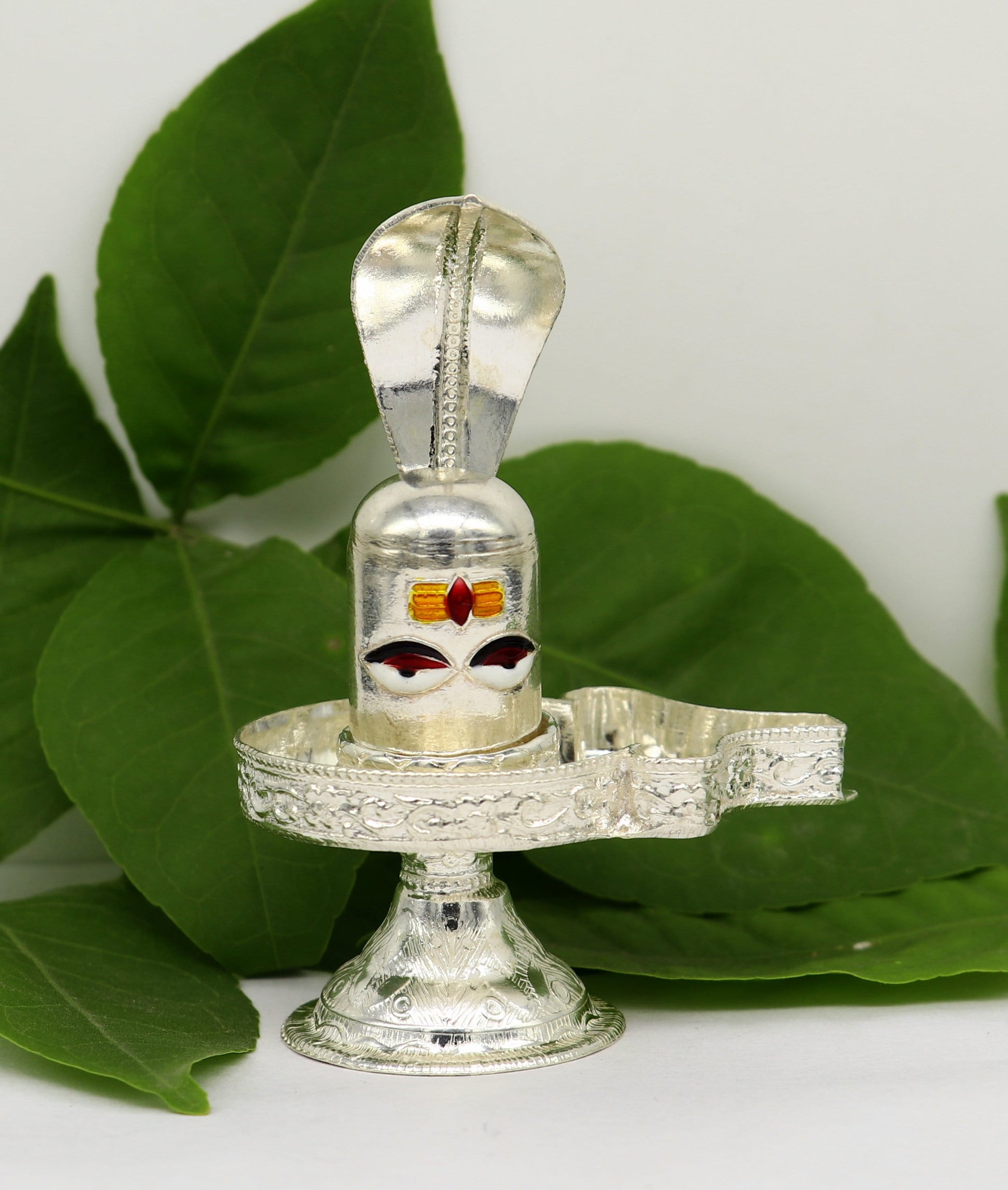 925 sterling silver handmade small Lord shiva-Linga Stand, silver utensil, silver puja temple art, shiva lingam stand with serpent art36 - TRIBAL ORNAMENTS