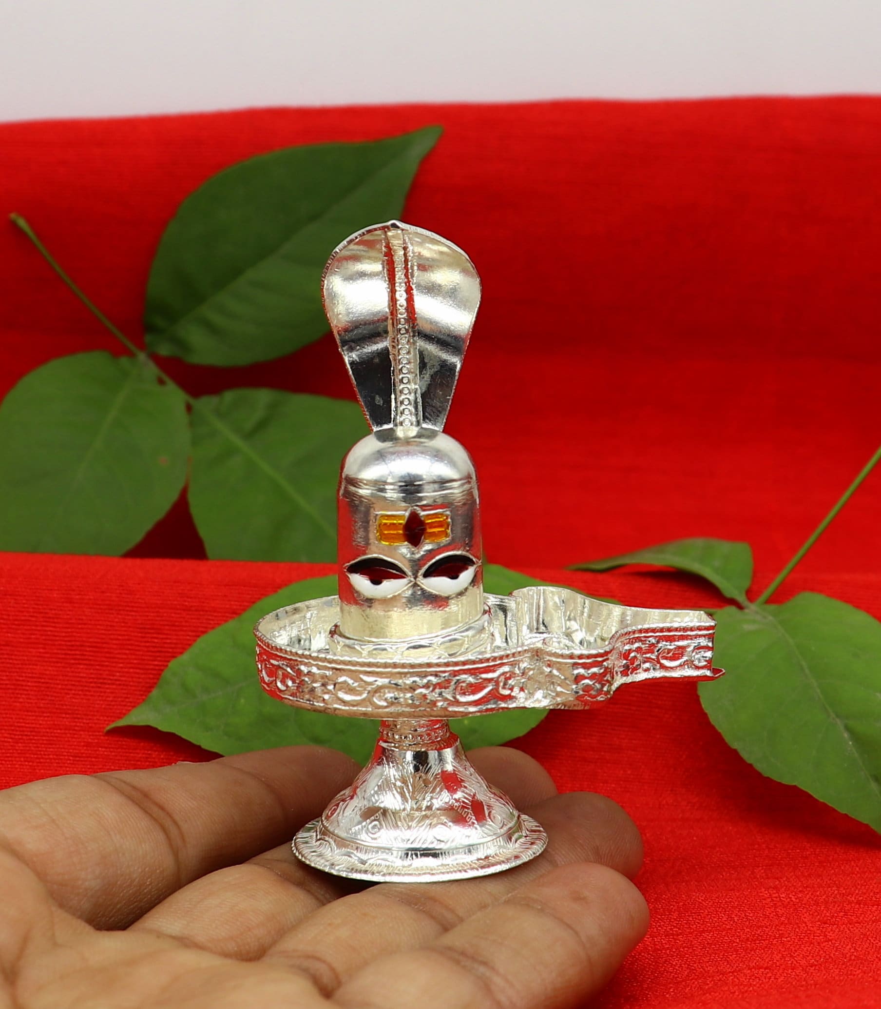 925 sterling silver handmade small Lord shiva-Linga Stand, silver utensil, silver puja temple art, shiva lingam stand with serpent art36 - TRIBAL ORNAMENTS