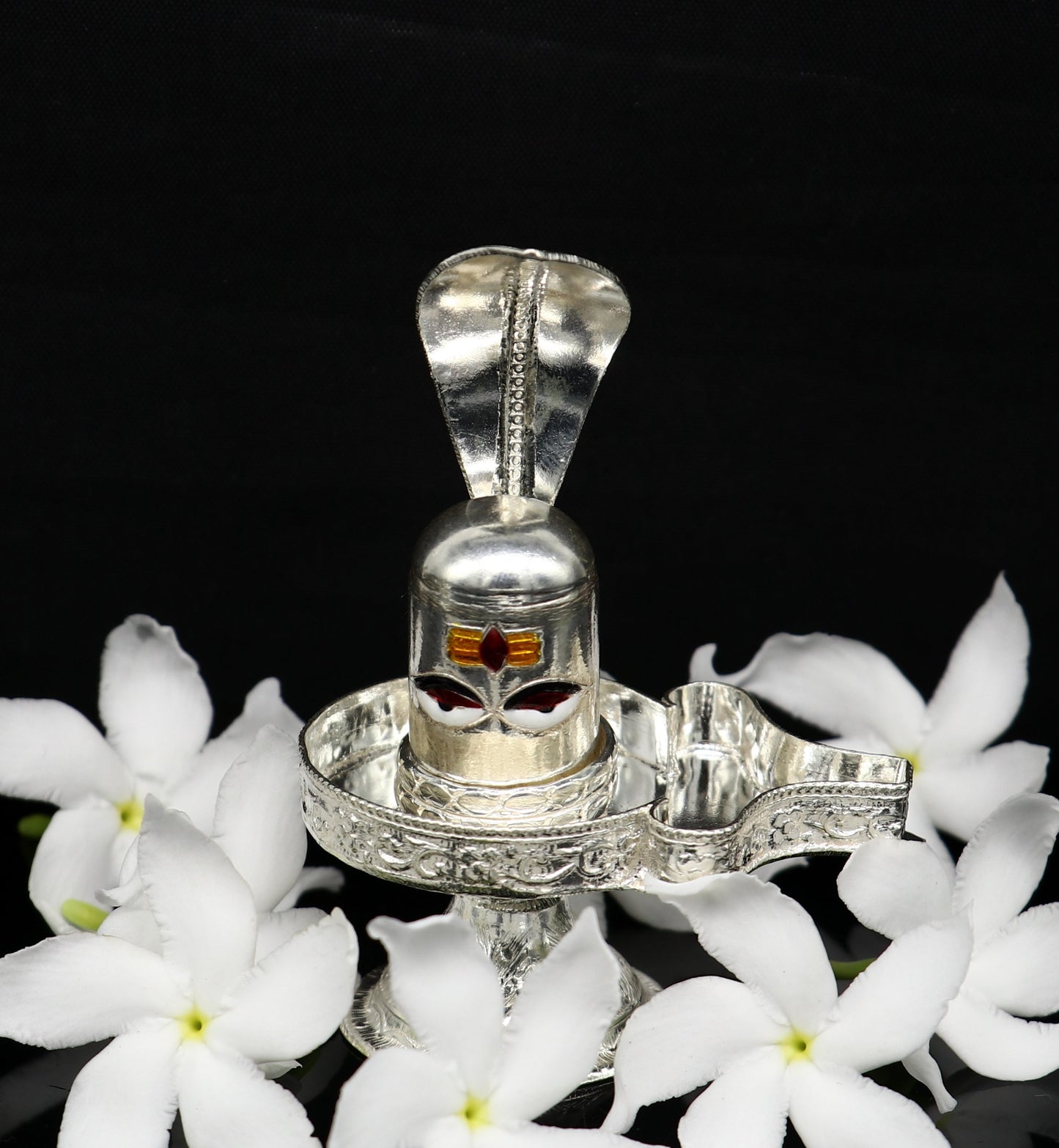 925 sterling silver handmade small Lord shiva-Linga Stand, silver utensil, silver puja temple art, shiva lingam stand with serpent art36 - TRIBAL ORNAMENTS