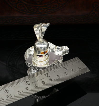 925 sterling silver handmade small Lord shiva-Linga Stand, silver utensil, silver puja temple art, shiva lingam stand with serpent art36 - TRIBAL ORNAMENTS
