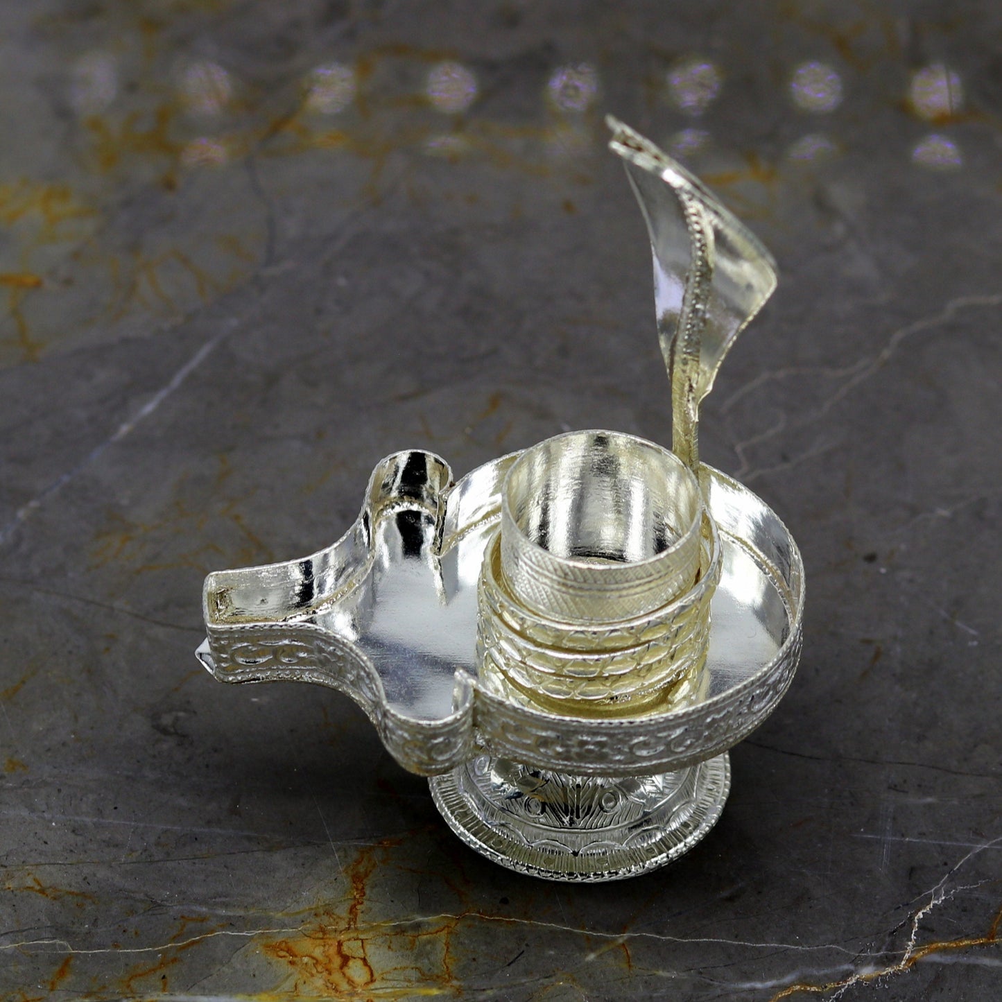 925 sterling silver handmade small Lord shiva-Linga Stand, silver utensil, silver puja temple art, shiva lingam stand with serpent su11 - TRIBAL ORNAMENTS
