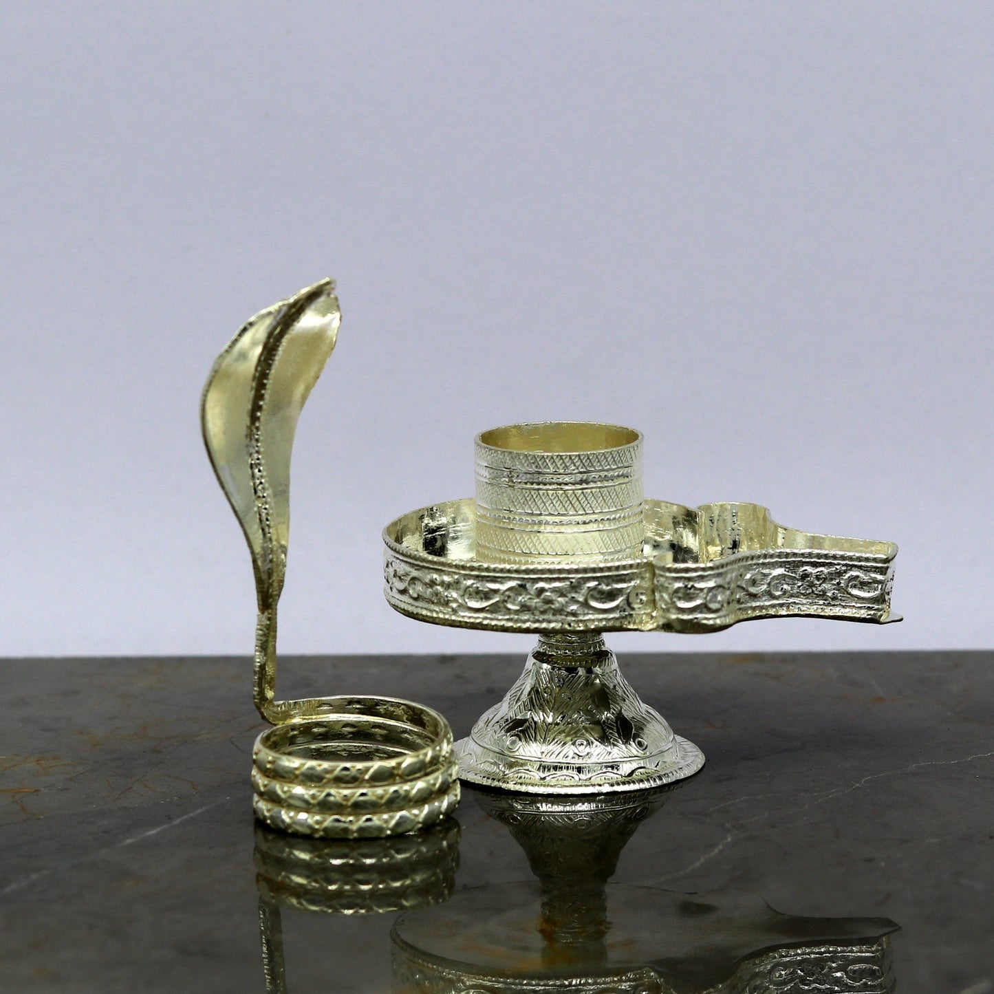 925 sterling silver handmade small Lord shiva-Linga Stand, silver utensil, silver puja temple art, shiva lingam stand with serpent su11 - TRIBAL ORNAMENTS