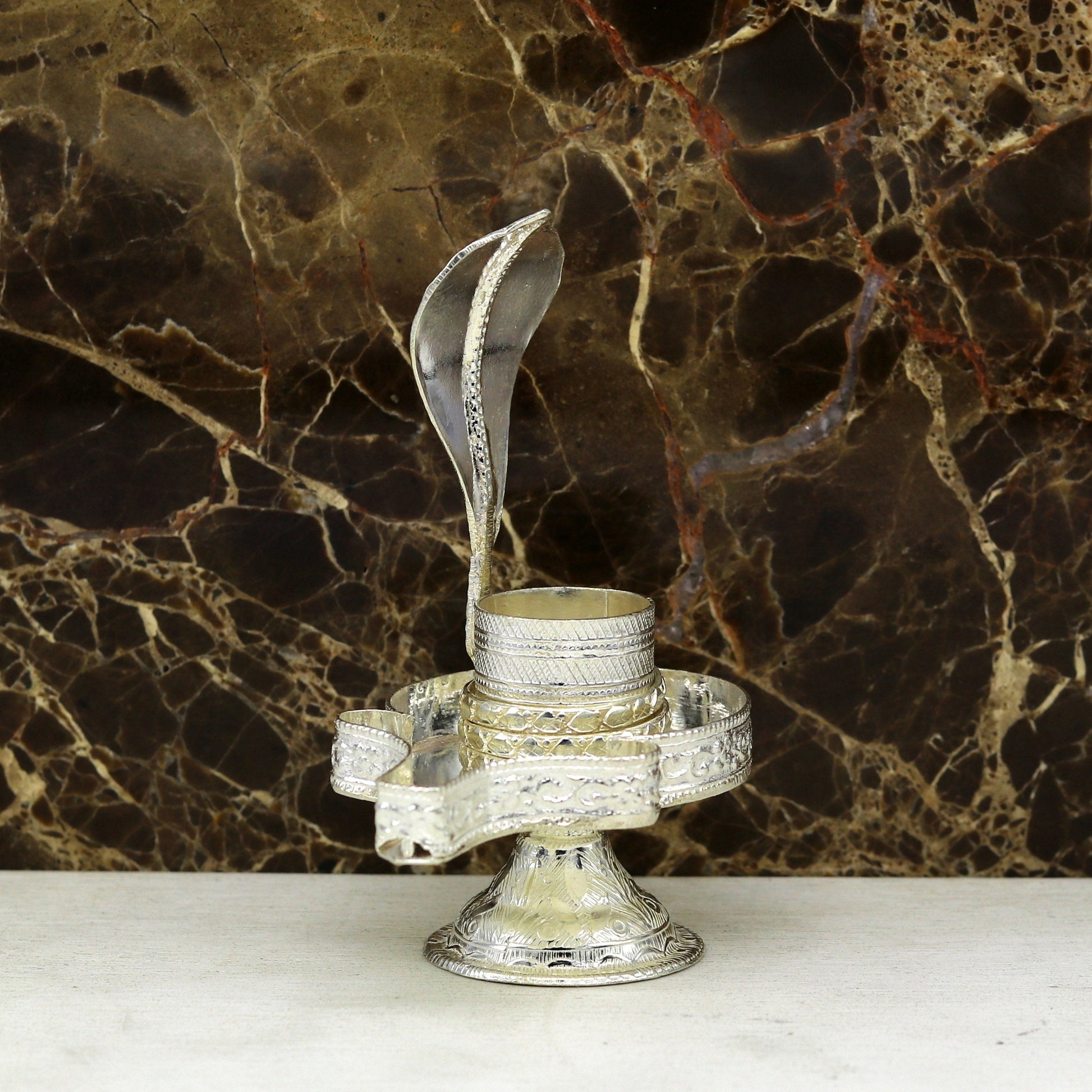 925 sterling silver handmade small Lord shiva-Linga Stand, silver utensil, silver puja temple art, shiva lingam stand with serpent su11 - TRIBAL ORNAMENTS