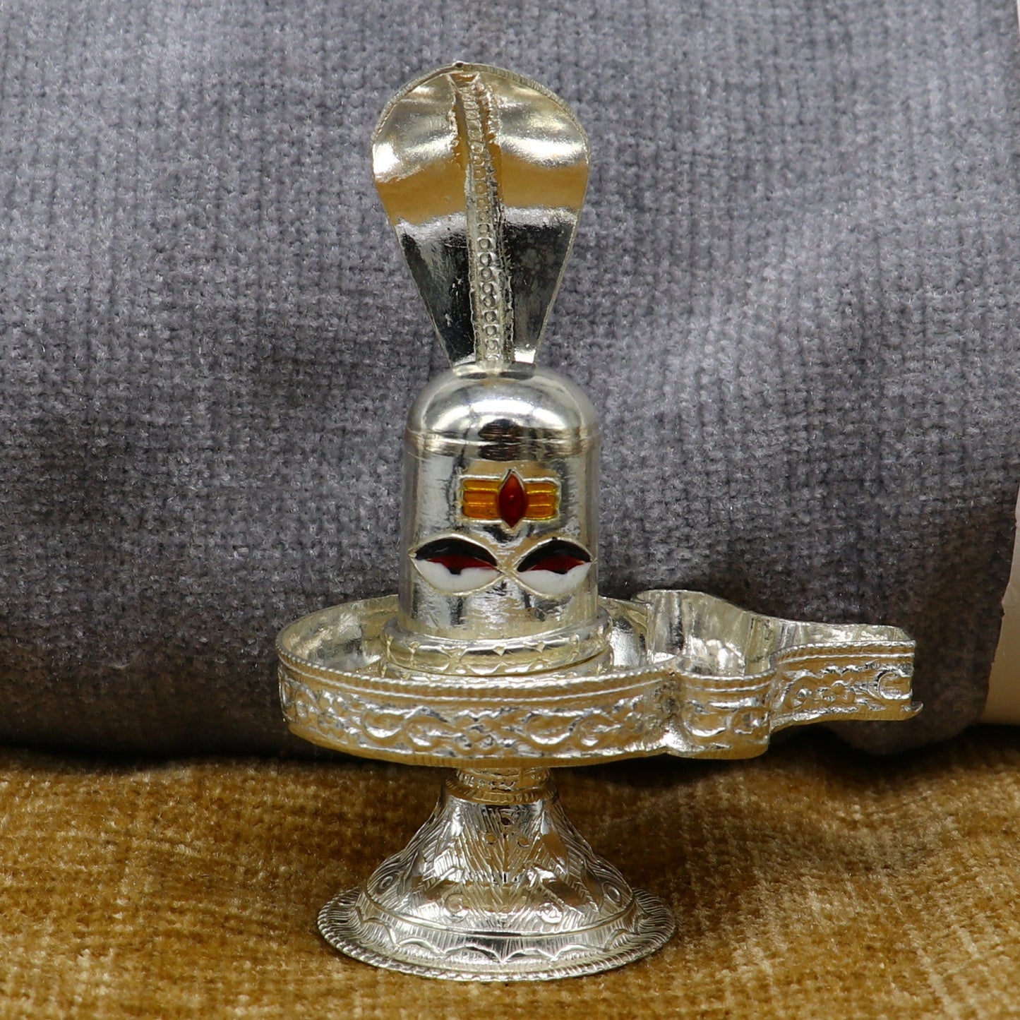 925 sterling silver handmade small Lord shiva-Linga Stand, silver utensil, silver puja temple art, shiva lingam stand with serpent su160 - TRIBAL ORNAMENTS