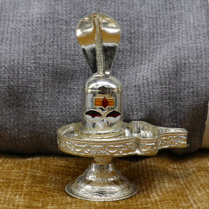 925 sterling silver handmade small Lord shiva-Linga Stand, silver utensil, silver puja temple art, shiva lingam stand with serpent su160 - TRIBAL ORNAMENTS