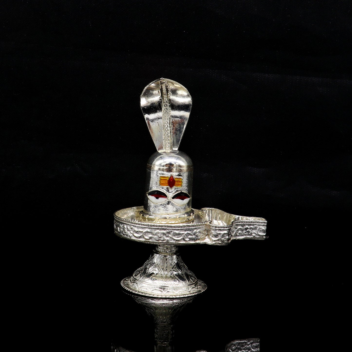 925 sterling silver handmade small Lord shiva-Linga Stand, silver utensil, silver puja temple art, shiva lingam stand with serpent su160 - TRIBAL ORNAMENTS