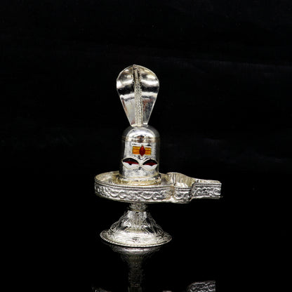 925 sterling silver handmade small Lord shiva-Linga Stand, silver utensil, silver puja temple art, shiva lingam stand with serpent su160 - TRIBAL ORNAMENTS
