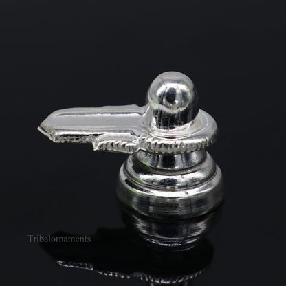 Handmade 925 sterling silver Lord Shiva lingam for home temple puja, small silver Shivling used as puja accessories.