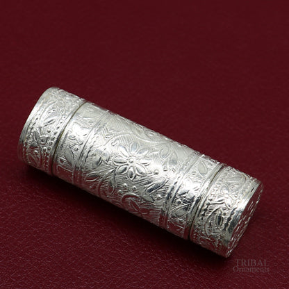 925 sterling silver handmade small pill box, Tobacco box, storage box silver utensils, silver box, personal box men's accessories su617 - TRIBAL ORNAMENTS