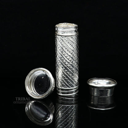 925 Sterling silver handmade small pill box, Tobacco box, storage box silver utensils, silver box, personal box men's accessories su649 - TRIBAL ORNAMENTS