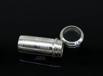 925 Sterling silver handmade small pill box with intricate tribal design, used as a tobacco or storage box for men's accessories.