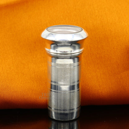 925 Sterling silver handmade small pill box and tobacco storage box by TRIBAL ORNAMENTS, detailed silver personal accessory for men
