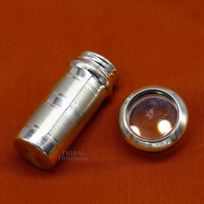 925 Sterling silver handmade small pill box and tobacco storage box by Tribal Ornaments, crafted as a personal men's accessory.