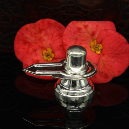 Small handmade 925 sterling silver Shiva Linga for puja, home temple decor, and silver accessories from Tribal Ornaments.