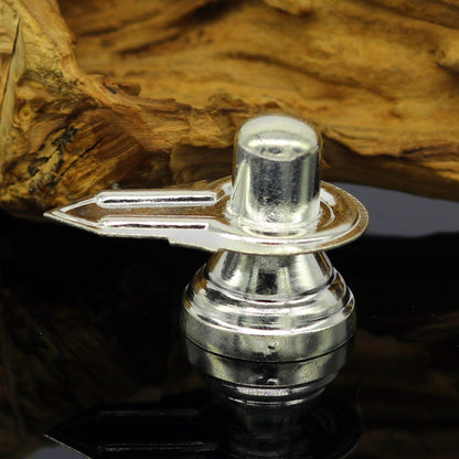 925 sterling silver handmade small shiva- linga, silver shivling puja utensils, home temple decor silver article accessories india su13 - TRIBAL ORNAMENTS