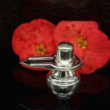 925 sterling silver handmade small shiva- linga, silver shivling puja utensils, home temple decor silver article accessories india su13 - TRIBAL ORNAMENTS