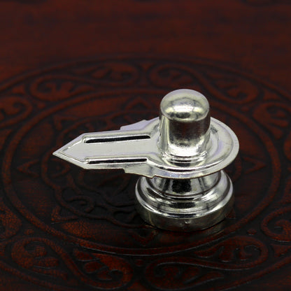 925 sterling silver handmade small shiva- linga, silver shivling puja utensils, home temple decor silver article accessories india su13 - TRIBAL ORNAMENTS