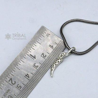 925 sterling silver handmade small sword pendant, unisex dagger style jewelry by TRIBAL ORNAMENTS, detailed designer divine jewelry.