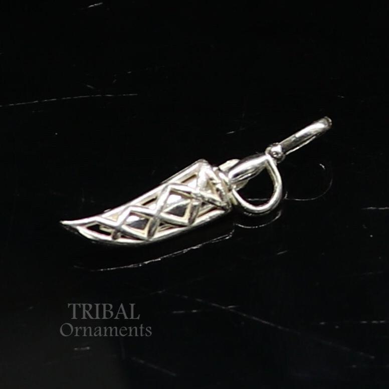 925 sterling silver handmade small tiny sword talwat kirpan knife pendant to protect you and kids from negative energy  nsp568 - TRIBAL ORNAMENTS
