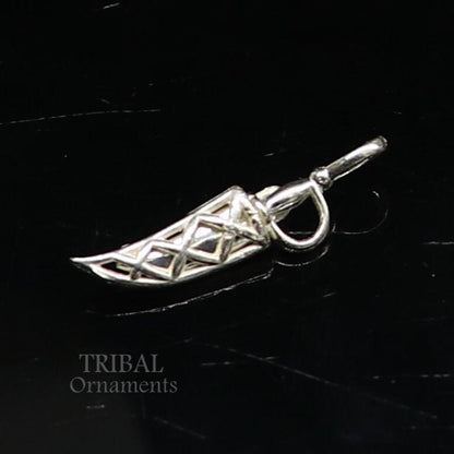925 sterling silver handmade kirpan knife pendant by Tribal Ornaments, small talwat sword for protection against negative energy.