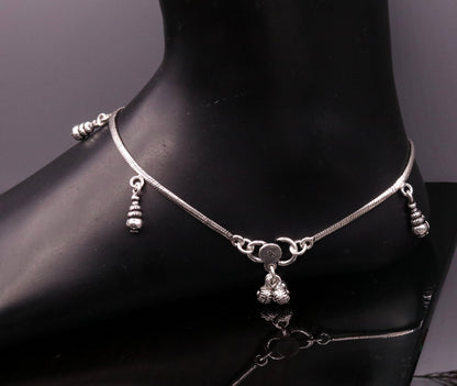 925 sterling silver handmade snake chain anklet with charms, dainty foot jewelry, perfect for ankle decoration and belly dance accessories