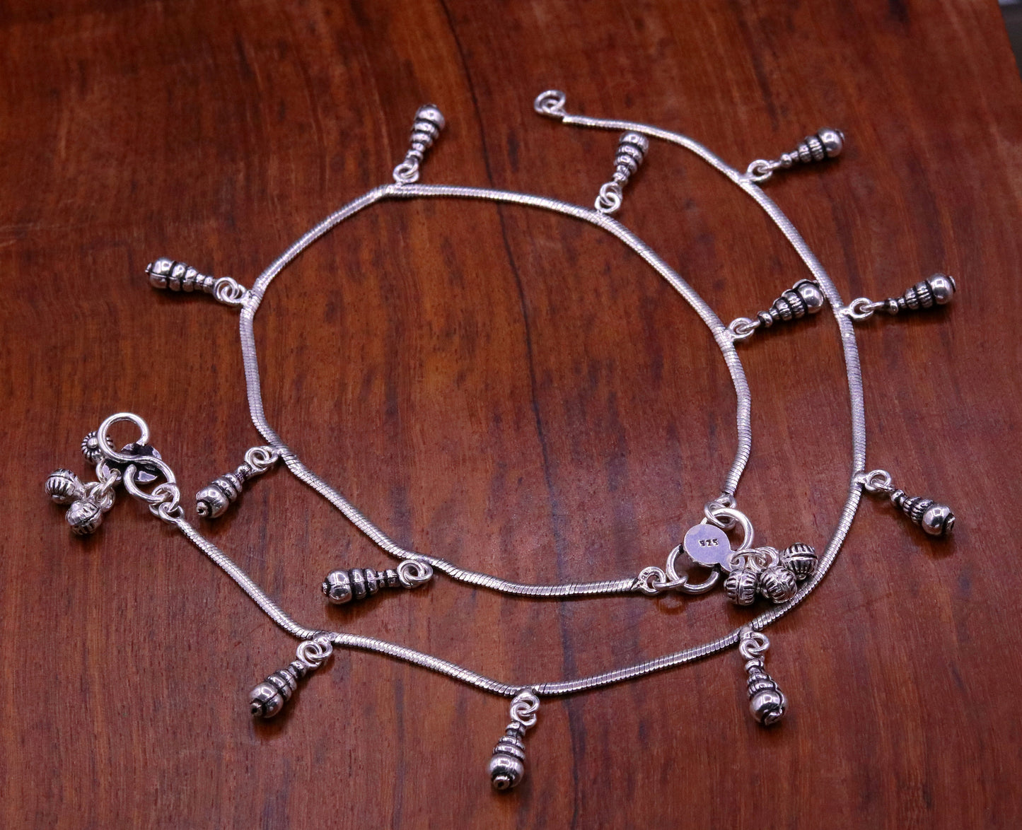 925 sterling silver handmade snake chain anklets, ankle bracelet, foot jewelry, charm ankle bracelet, dainty gifting belly dance ank76 - TRIBAL ORNAMENTS