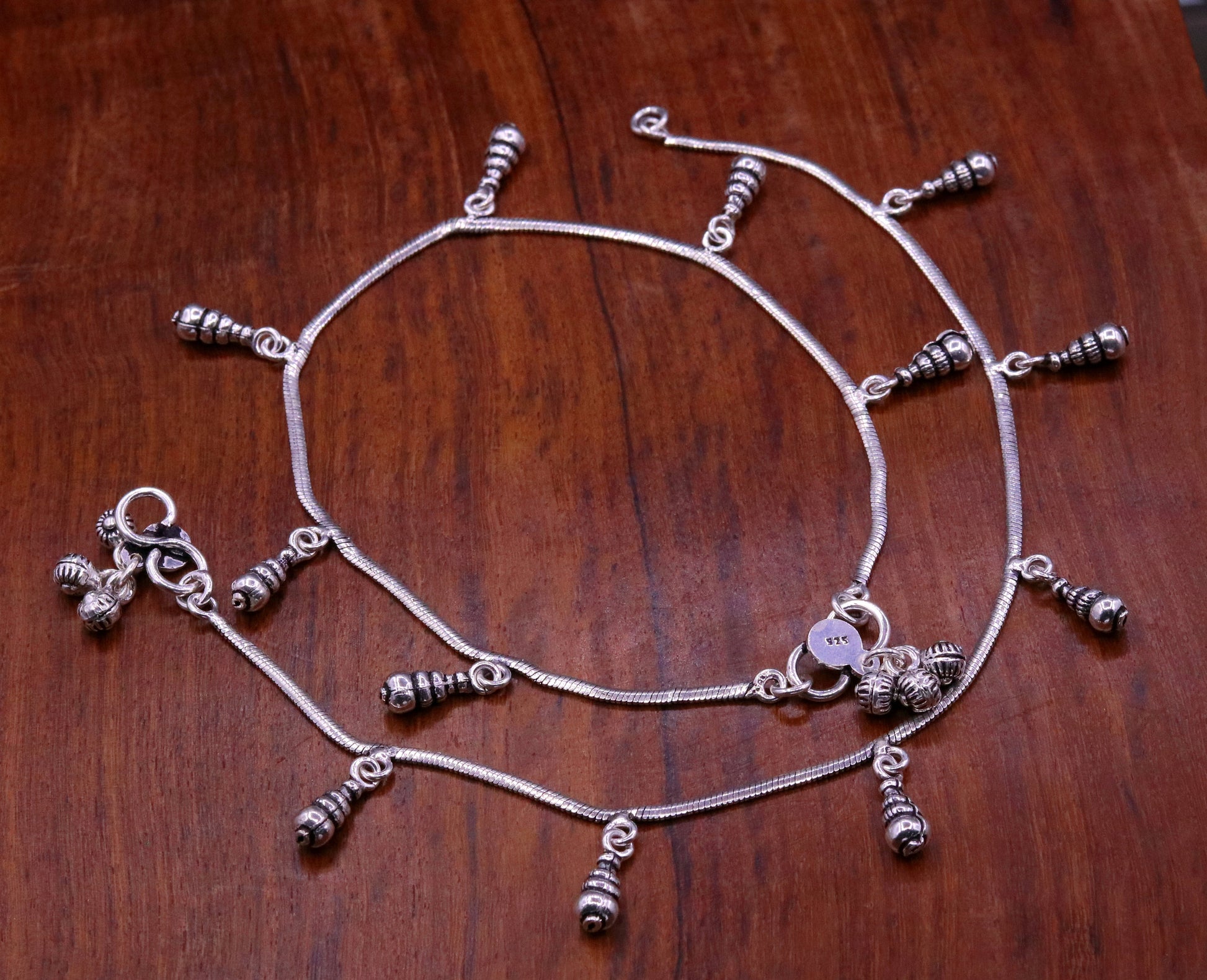 925 sterling silver handmade snake chain anklets, ankle bracelet, foot jewelry, charm ankle bracelet, dainty gifting belly dance ank76 - TRIBAL ORNAMENTS