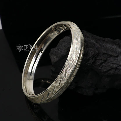 925 sterling silver Radhe Radhe mantra kada bracelet for men, handmade solid jewelry for daily divine wear by TRIBAL ORNAMENTS