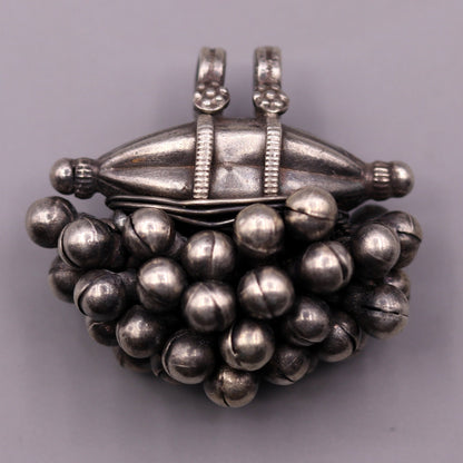 925 Sterling silver handmade solid pendant with hanging jingle bells awesome vintage antique design tribal jewelry  nsp58 - TRIBAL ORNAMENTS